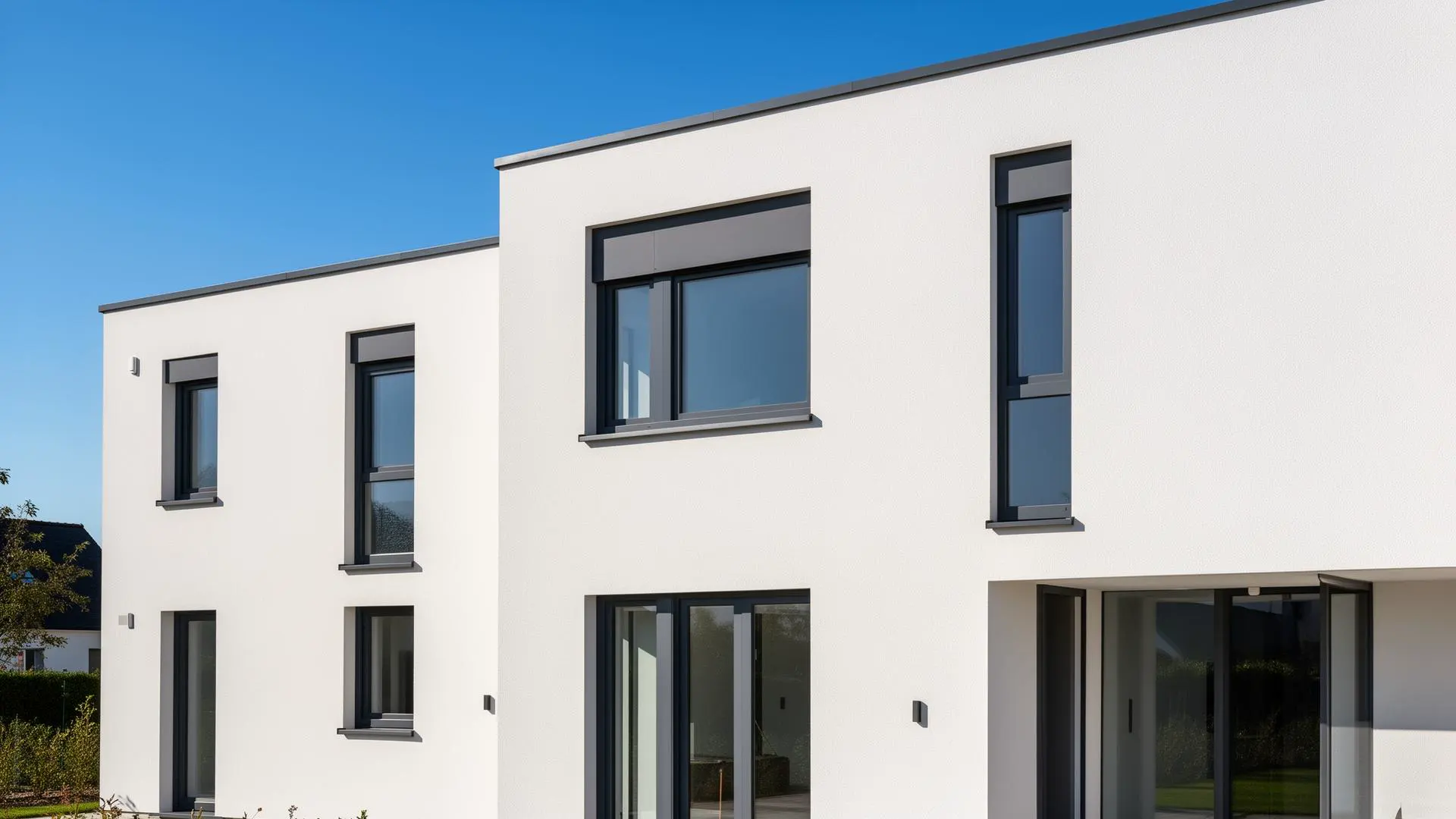 Moderne weiße Putzfassade – Verputzer Robert Buchs, Rettenbach